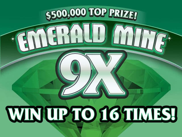 Emerald Mine 9X Florida Lottery scratch-off ticket