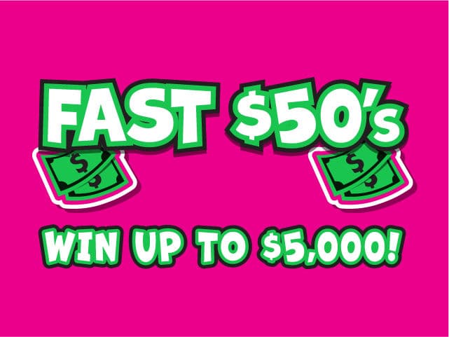Fast $50's Florida Lottery scratch-off ticket