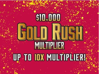 $10,000 GOLD RUSH MULTIPLIER Florida Lottery scratch-off ticket