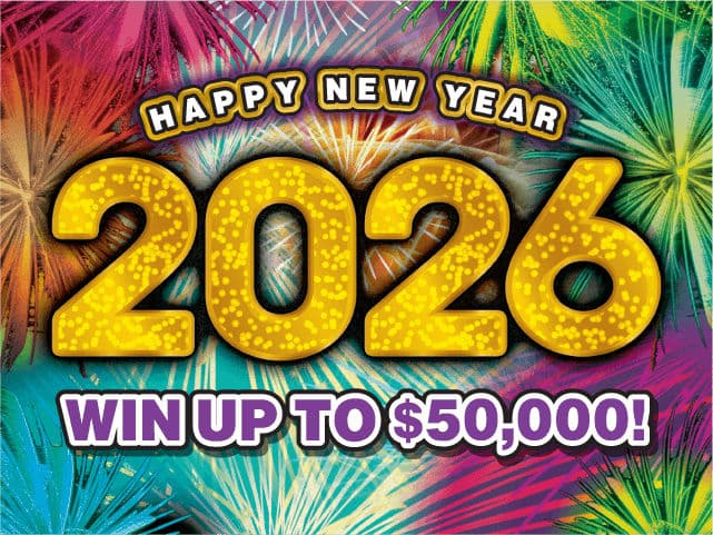 HAPPY NEW YEAR 2026 Florida Lottery scratch-off ticket art
