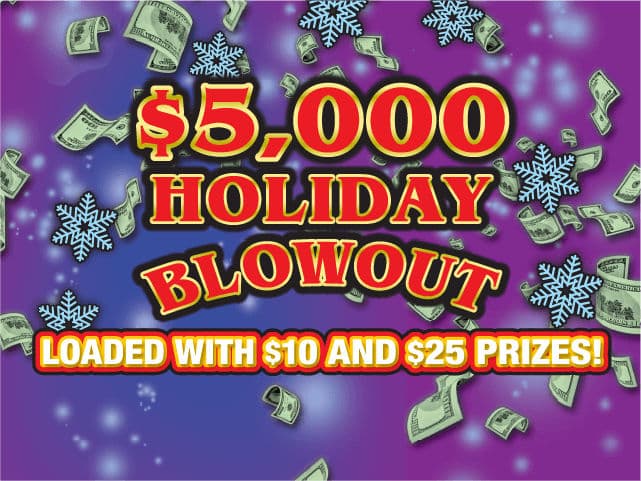 $5,000 Holiday Blowout Florida Lottery scratch-off ticket art