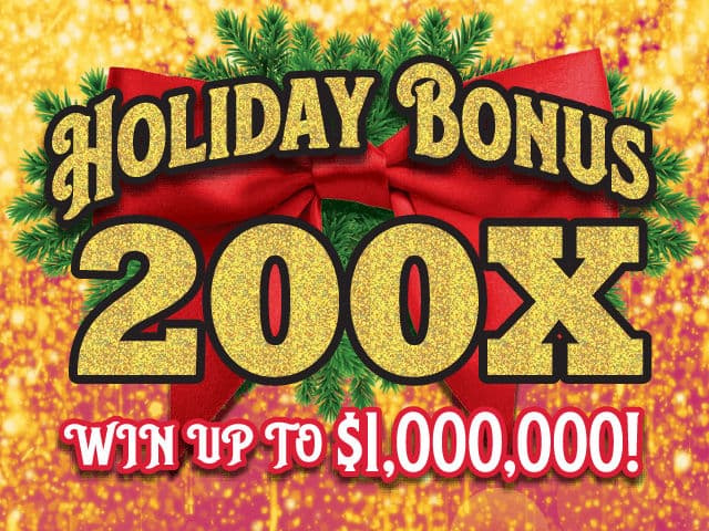Holiday Bonus 200X Florida Lottery scratch-off ticket art