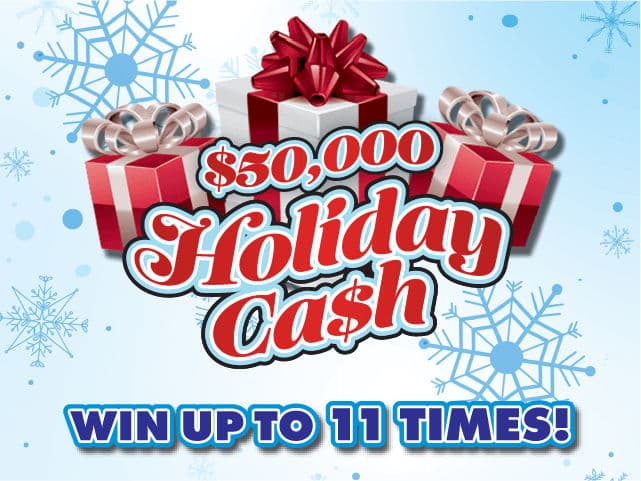 $50,000 HOLIDAY CA$H Florida Lottery scratch-off ticket art