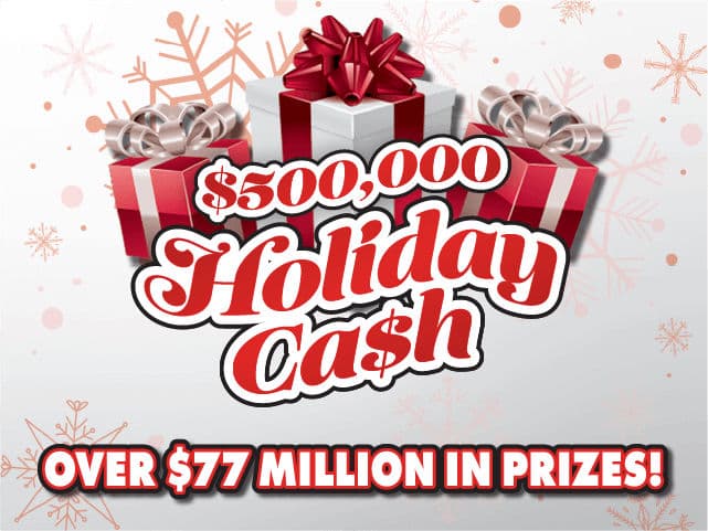 $500,000 HOLIDAY CA$H Florida Lottery scratch-off ticket art