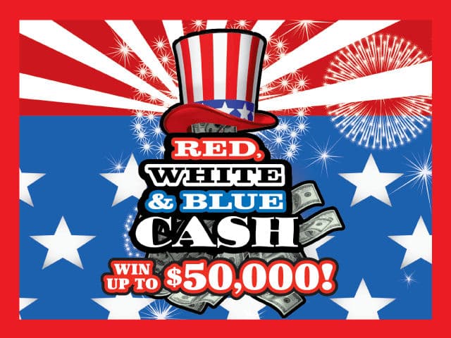 Red, White & Blue Cash Florida Lottery scratch-off ticket art