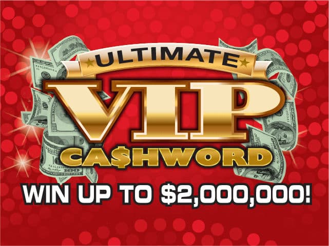 Ultimate VIP Ca$hword Florida Lottery scratch-off ticket art