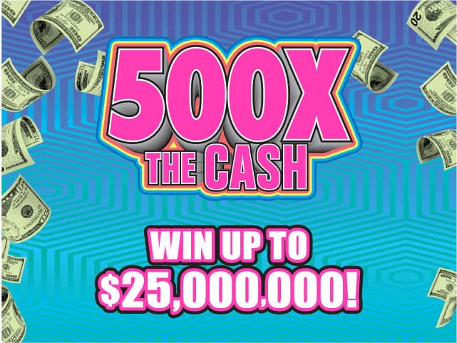 500X THE CASH Florida Lottery scratch-off ticket