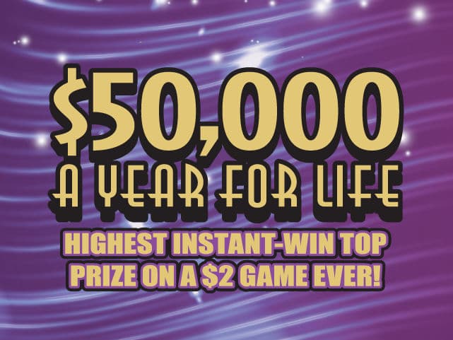 $50,000 a Year for Life Florida Lottery scratch-off ticket art