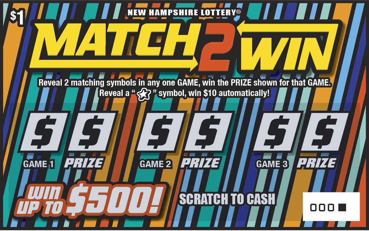 Match 2 Win New Hampshire Lottery scratch-off ticket art