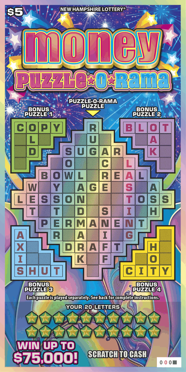 Money Puzzle*O*Rama New Hampshire Lottery scratch-off ticket art