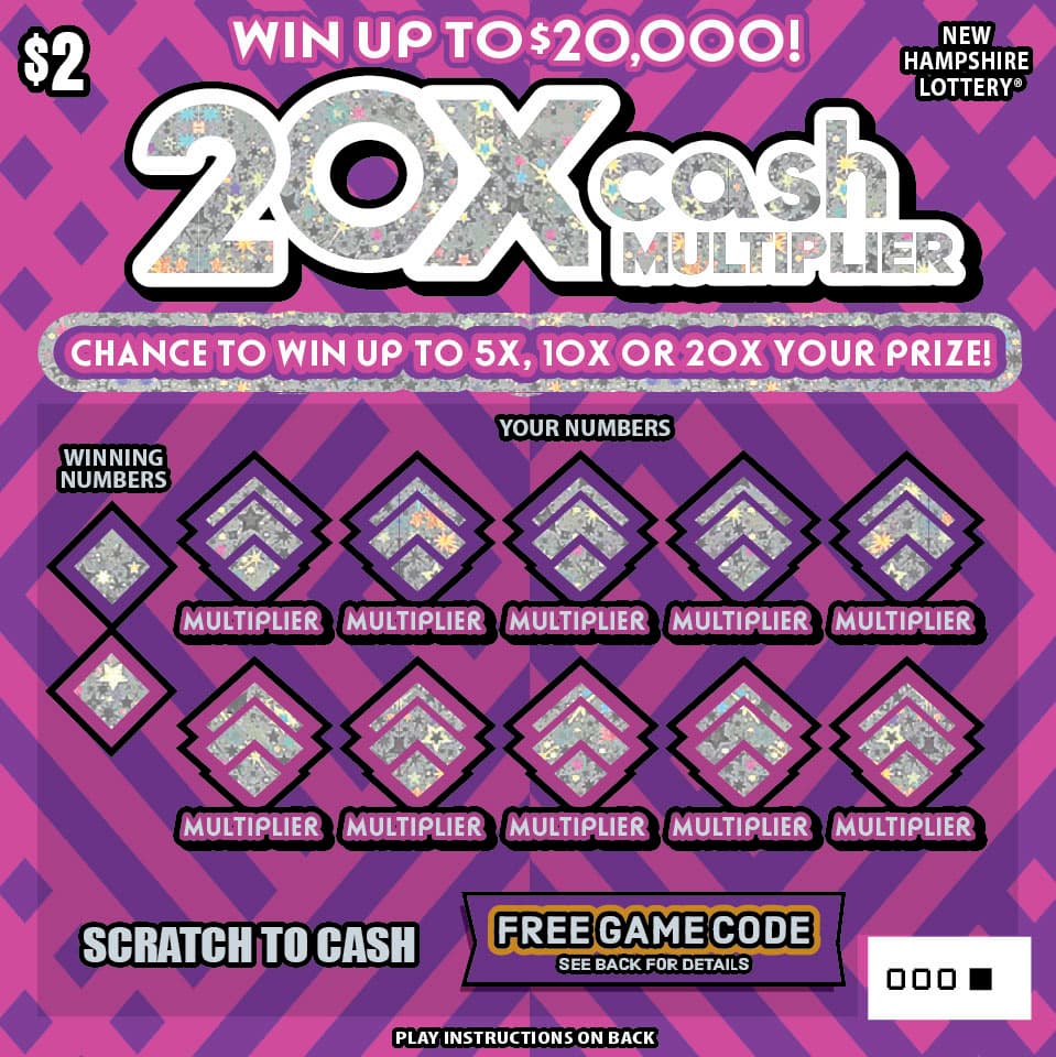 20X Cash Multiplier New Hampshire Lottery scratch-off ticket art