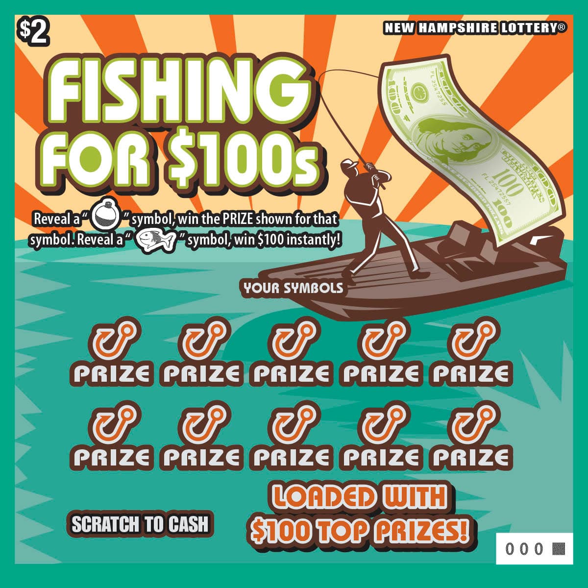 Fishing For $100s New Hampshire Lottery scratch-off ticket