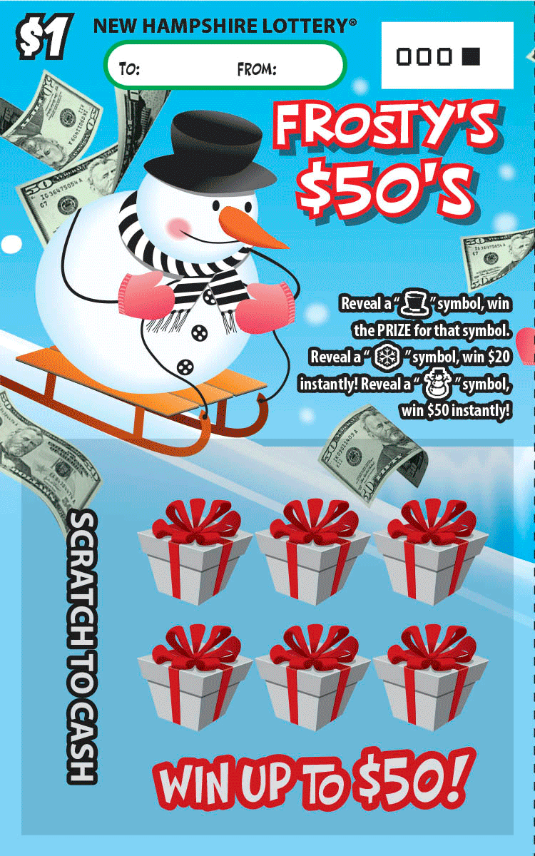 Frosty's $50's New Hampshire Lottery scratch-off ticket