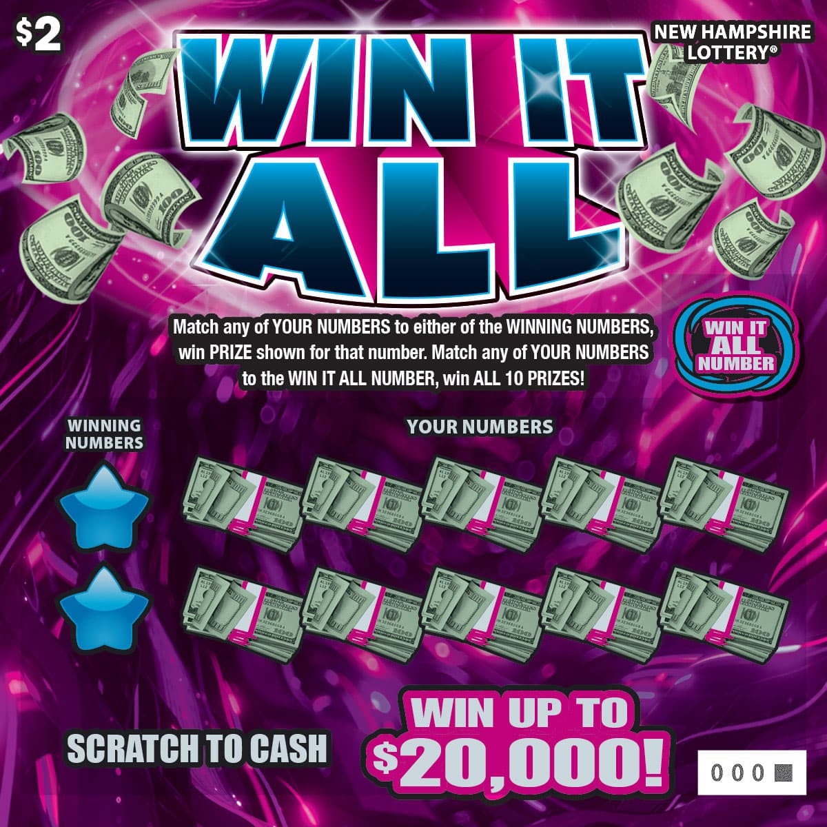 Win It All New Hampshire Lottery scratch-off ticket art