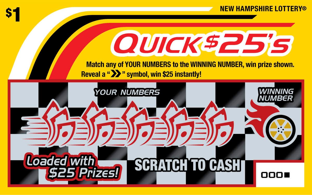 Quick $25's New Hampshire Lottery scratch-off ticket