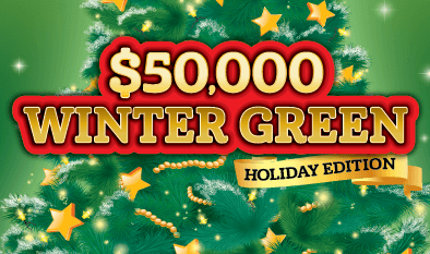 $50,000 Winter Green Massachusetts Lottery scratch-off ticket art