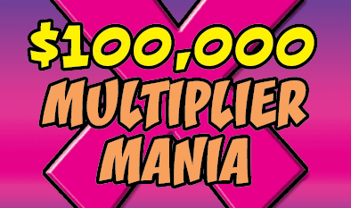 $100,000 MULTIPLIER MANIA Massachusetts Lottery scratch-off ticket art