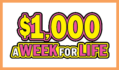 $1,000 A WEEK FOR LIFE Massachusetts Lottery scratch-off ticket art