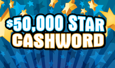$50,000 Star Cashword Massachusetts Lottery scratch-off ticket art