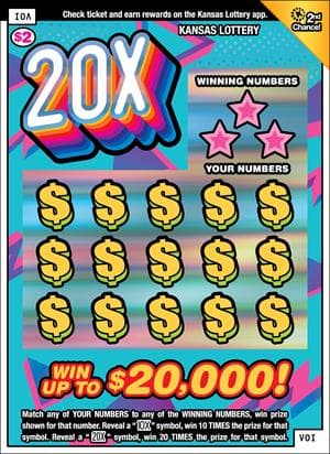 20x Kansas Lottery scratch-off ticket art