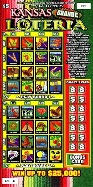 Kansas Grande Loteria Kansas Lottery scratch-off ticket art