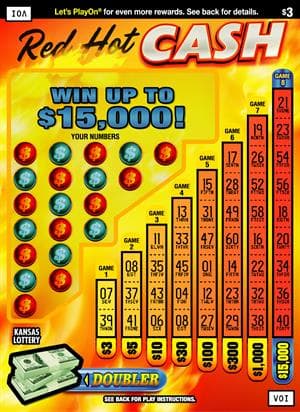 Red Hot Cash Kansas Lottery scratch-off ticket art