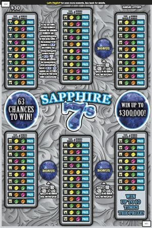 Sapphire 7s Kansas Lottery scratch-off ticket