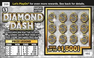 Diamond Dash Kansas Lottery scratch-off ticket art