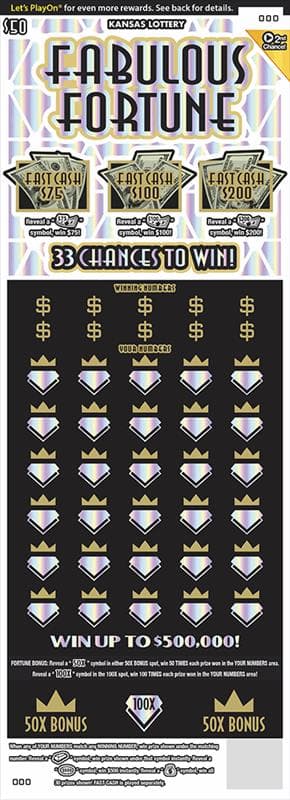 Fabulous Fortune Kansas Lottery scratch-off ticket art