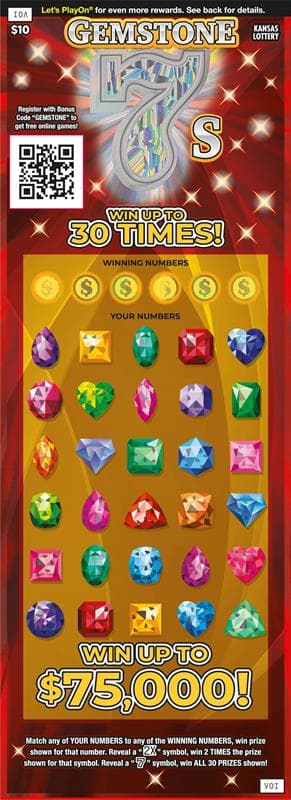 Gemstone 7s Kansas Lottery scratch-off ticket art