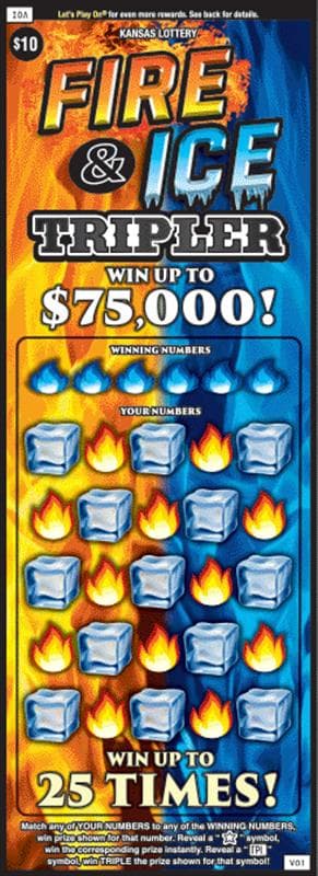 Fire & Ice Tripler Kansas Lottery scratch-off ticket art