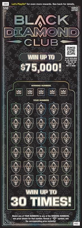 Black Diamond Club Kansas Lottery scratch-off ticket