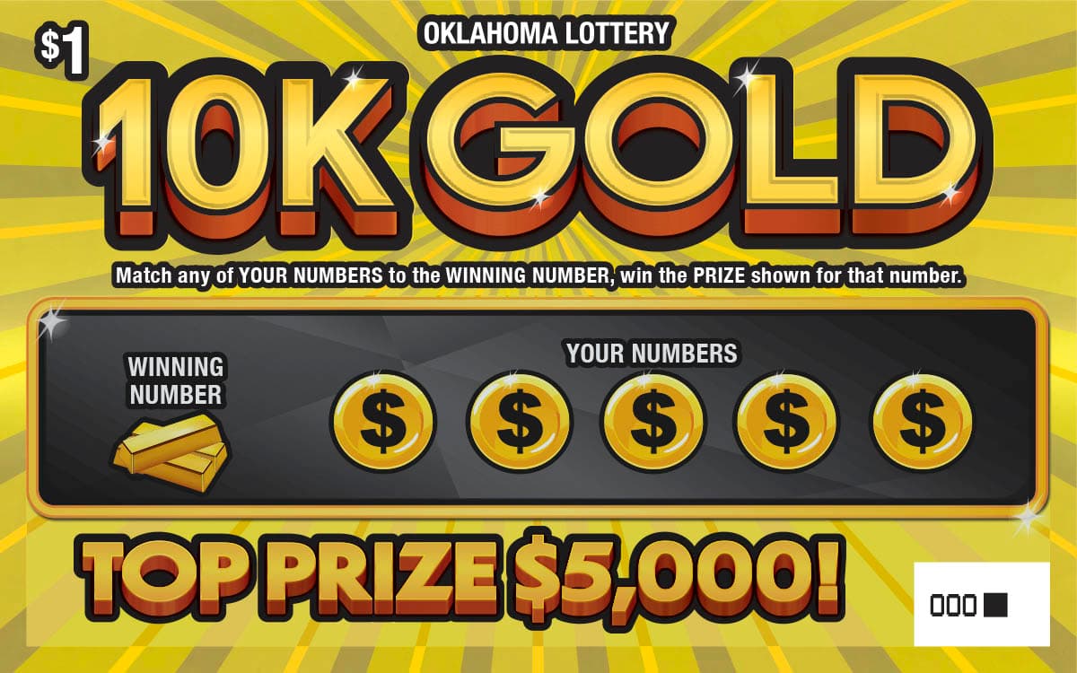 10K Gold Oklahoma Lottery scratch-off ticket art