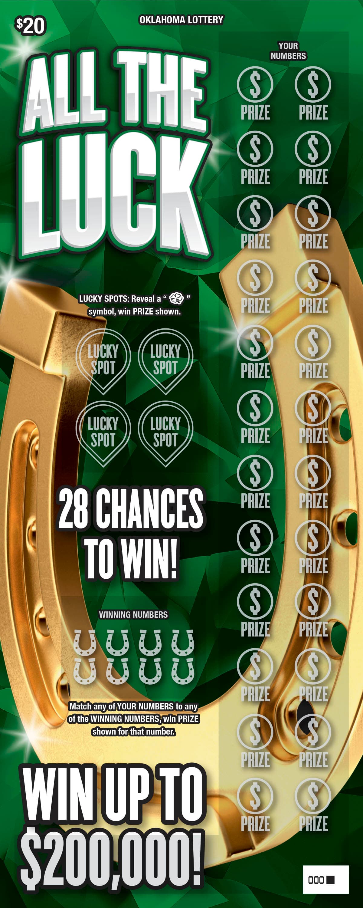 All the Luck Oklahoma Lottery scratch-off ticket art