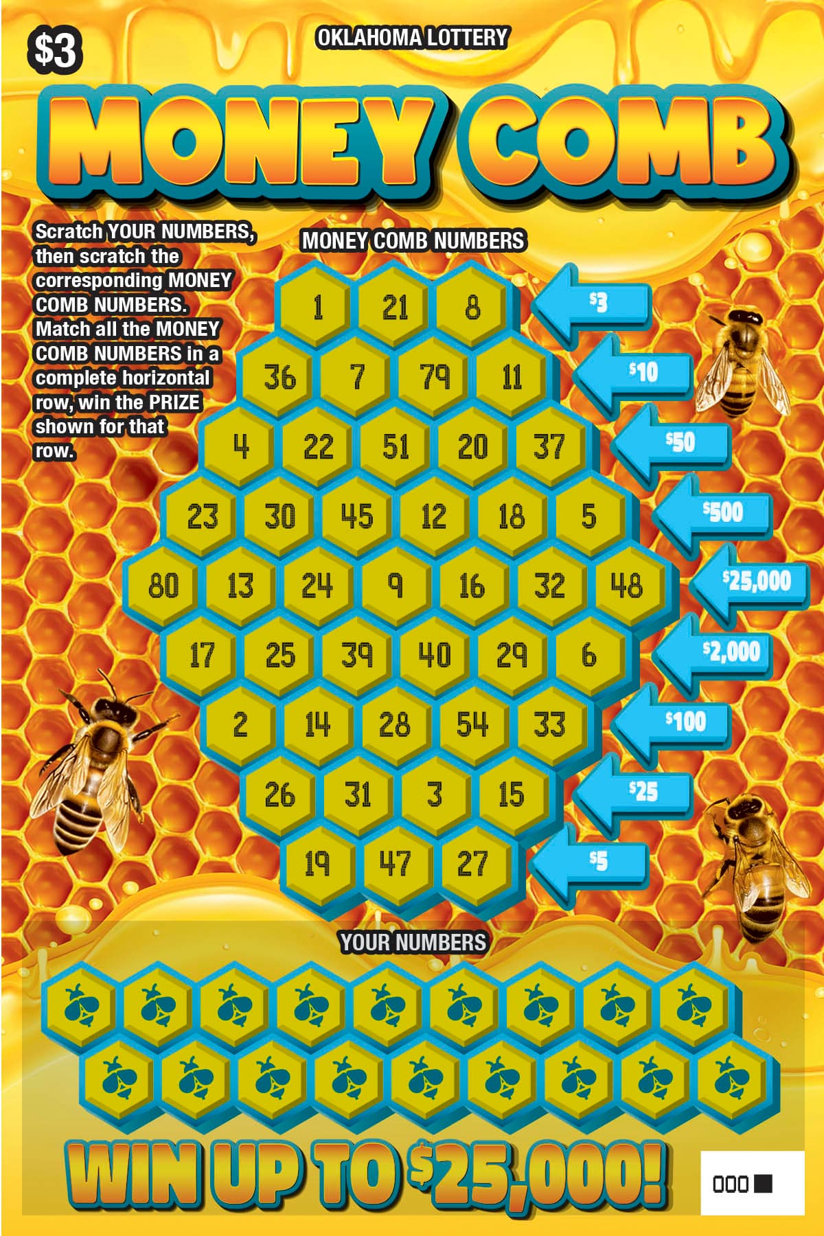 Money Comb Oklahoma Lottery scratch-off ticket