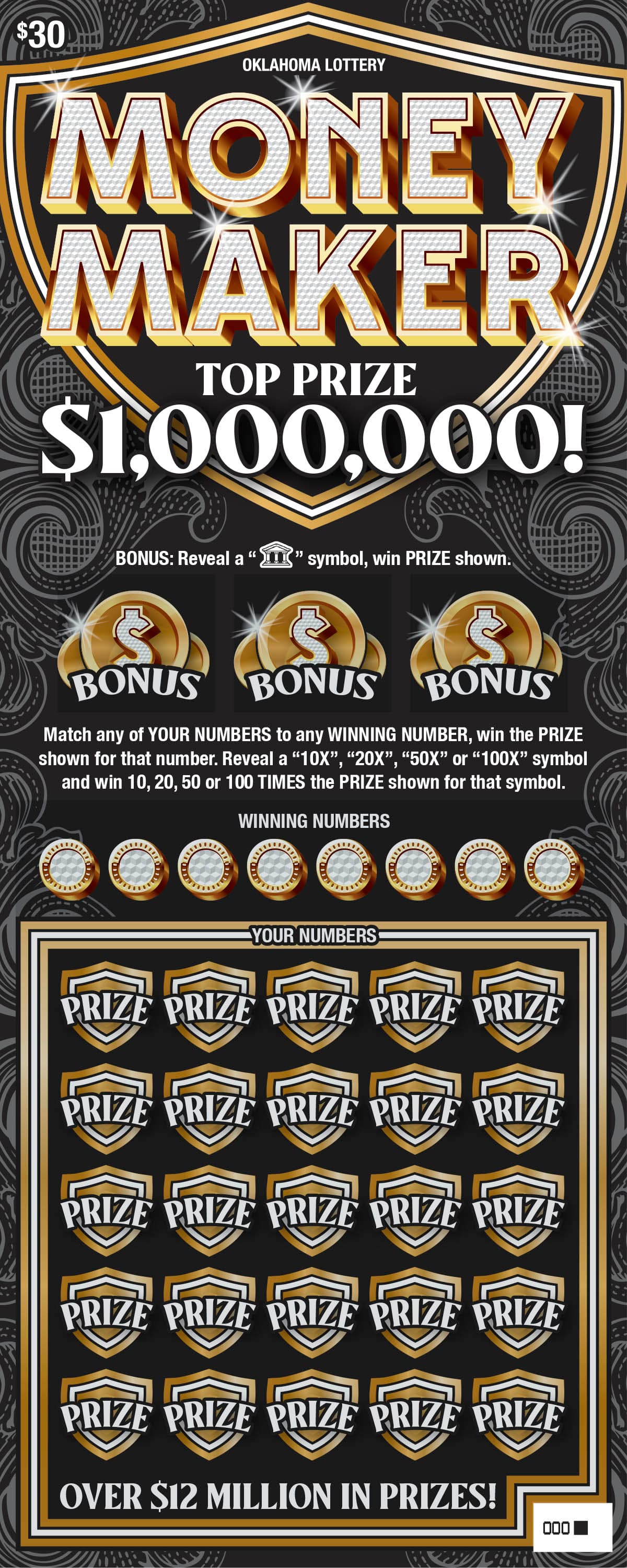 Money Maker Oklahoma Lottery scratch-off ticket art