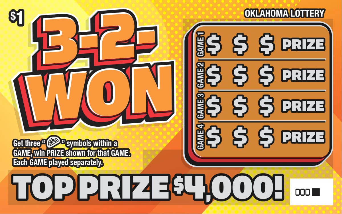 3-2-WON Oklahoma Lottery scratch-off ticket art