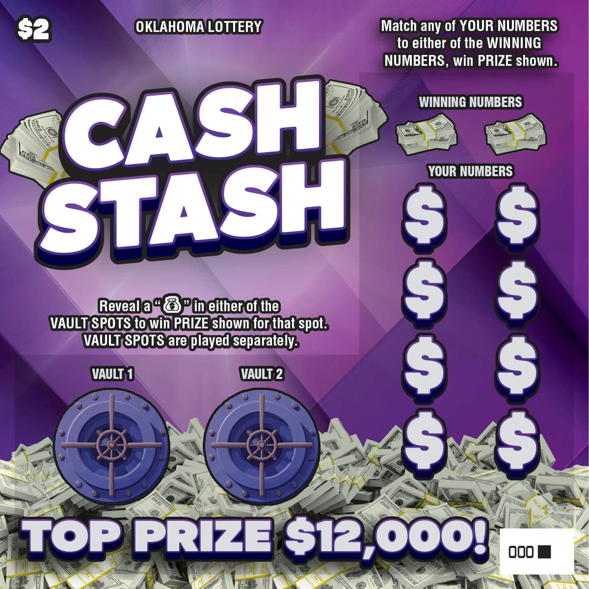 Cash Stash Oklahoma Lottery scratch-off ticket art
