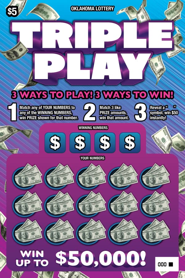 Triple Play Oklahoma Lottery scratch-off ticket art