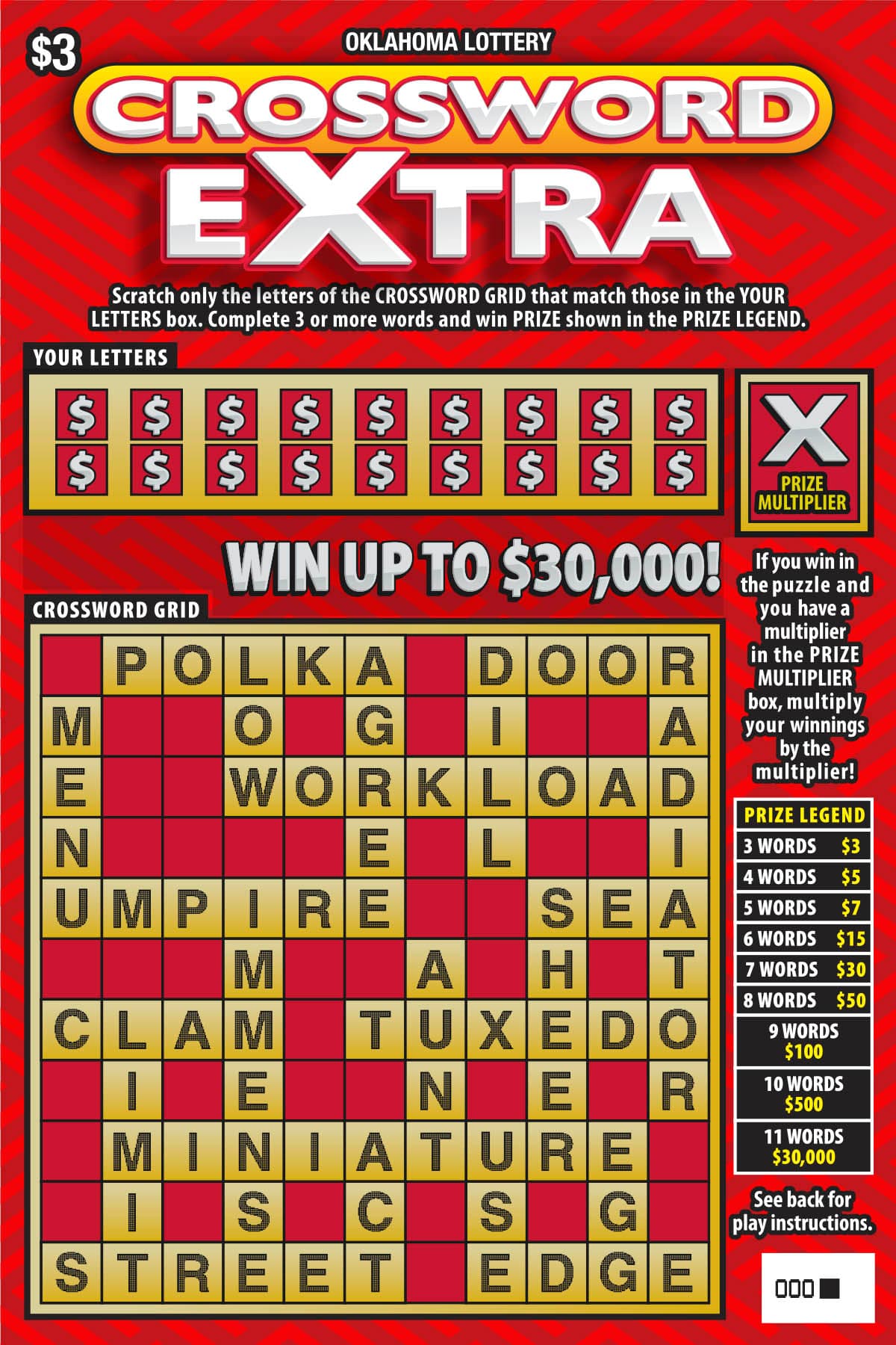 Crossword Extra Oklahoma Lottery scratch-off ticket art