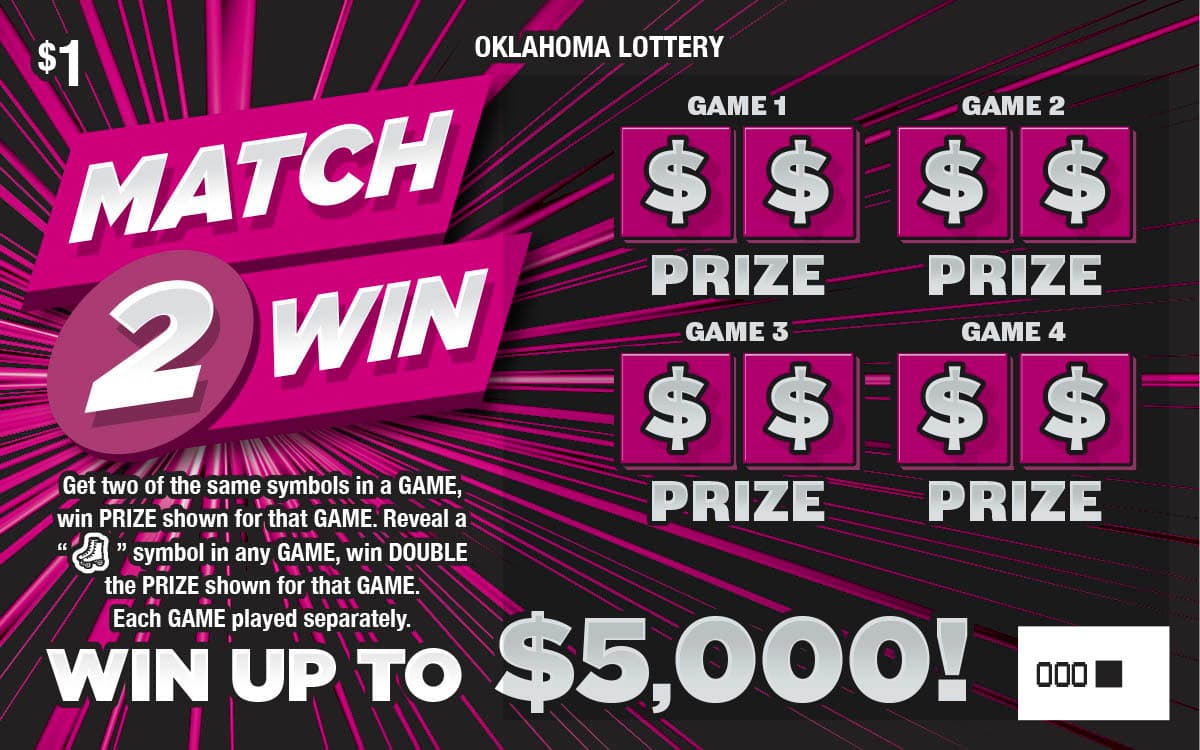 Match 2 Win Oklahoma Lottery scratch-off ticket art