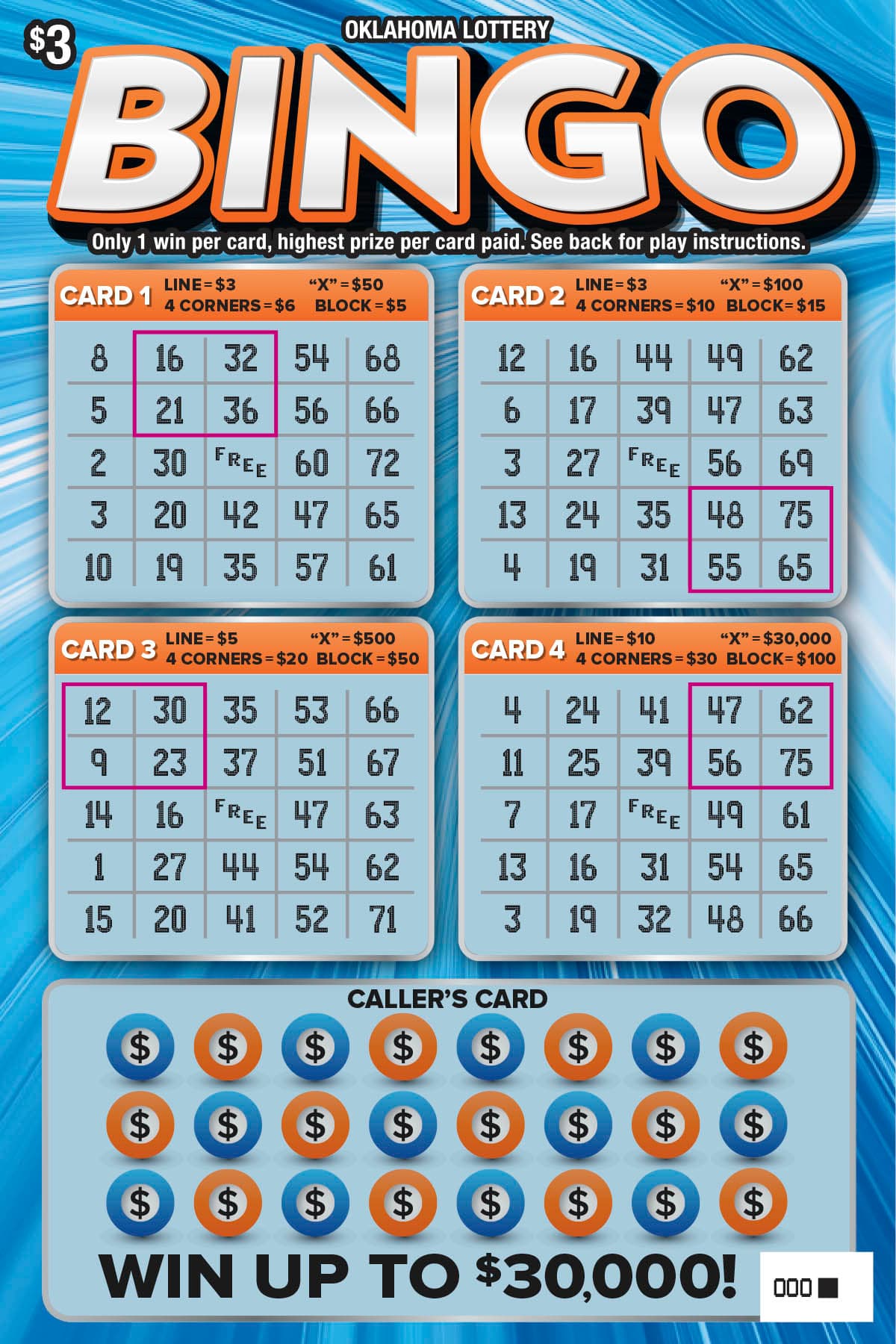 Bingo Oklahoma Lottery scratch-off ticket art