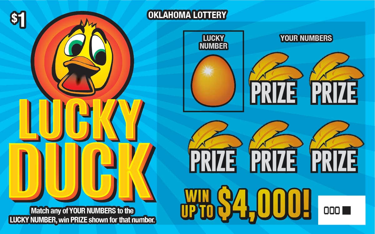 Lucky Duck Oklahoma Lottery scratch-off ticket art