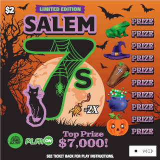 SALEM-WINTER GREEN SEVENS West Virginia Lottery scratch-off ticket art