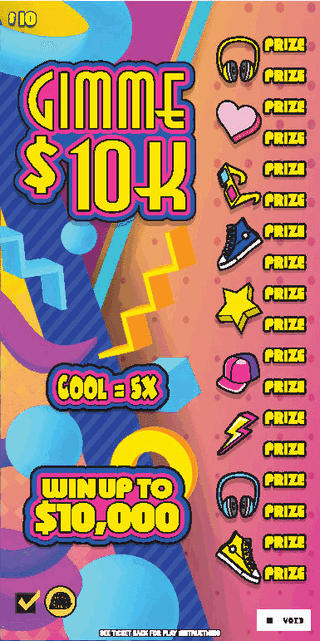 GIMME $10K West Virginia Lottery scratch-off ticket art