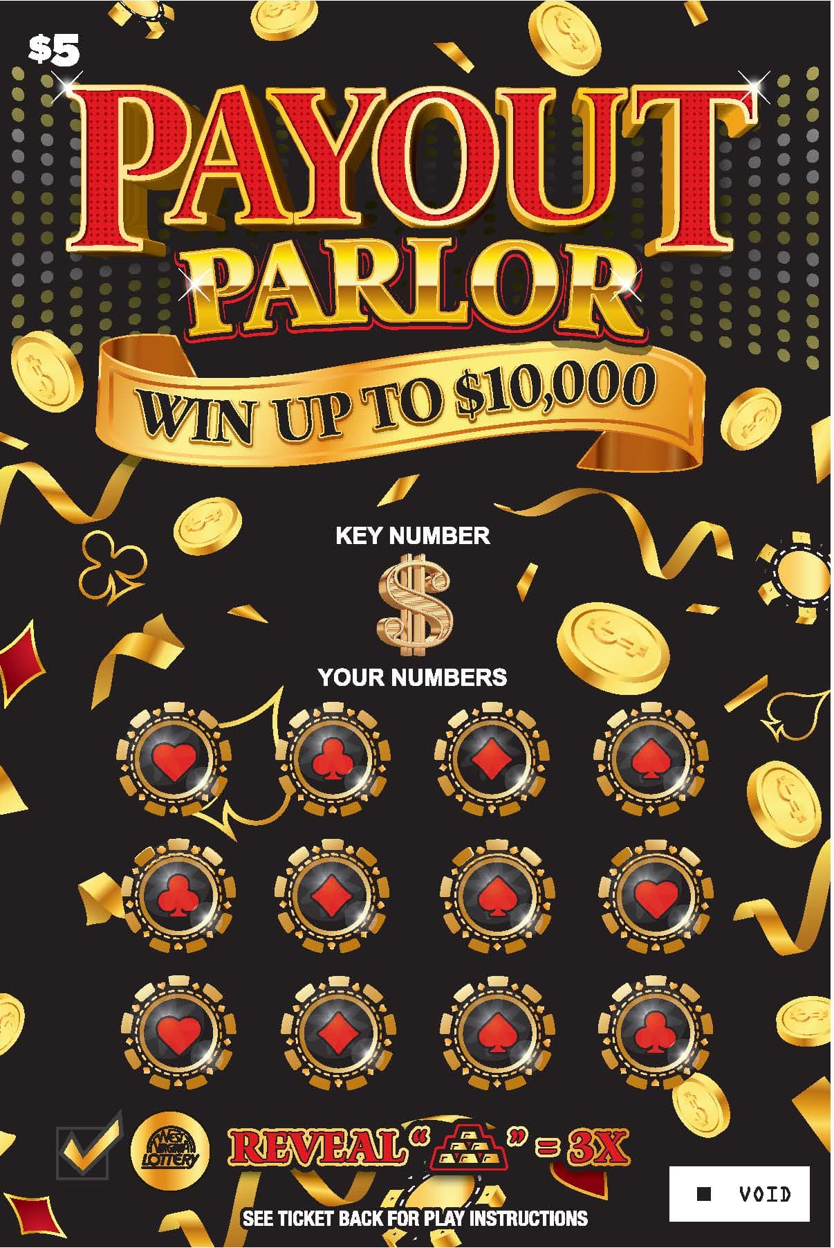 MONEY MASTER - PAYOUT PARLOR West Virginia Lottery scratch-off ticket art