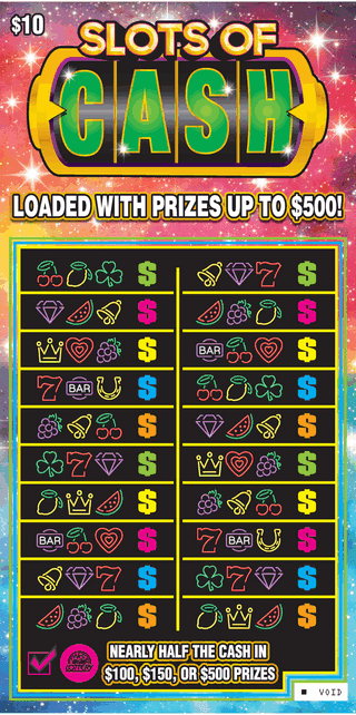 SLOTS OF CASH West Virginia Lottery scratch-off ticket