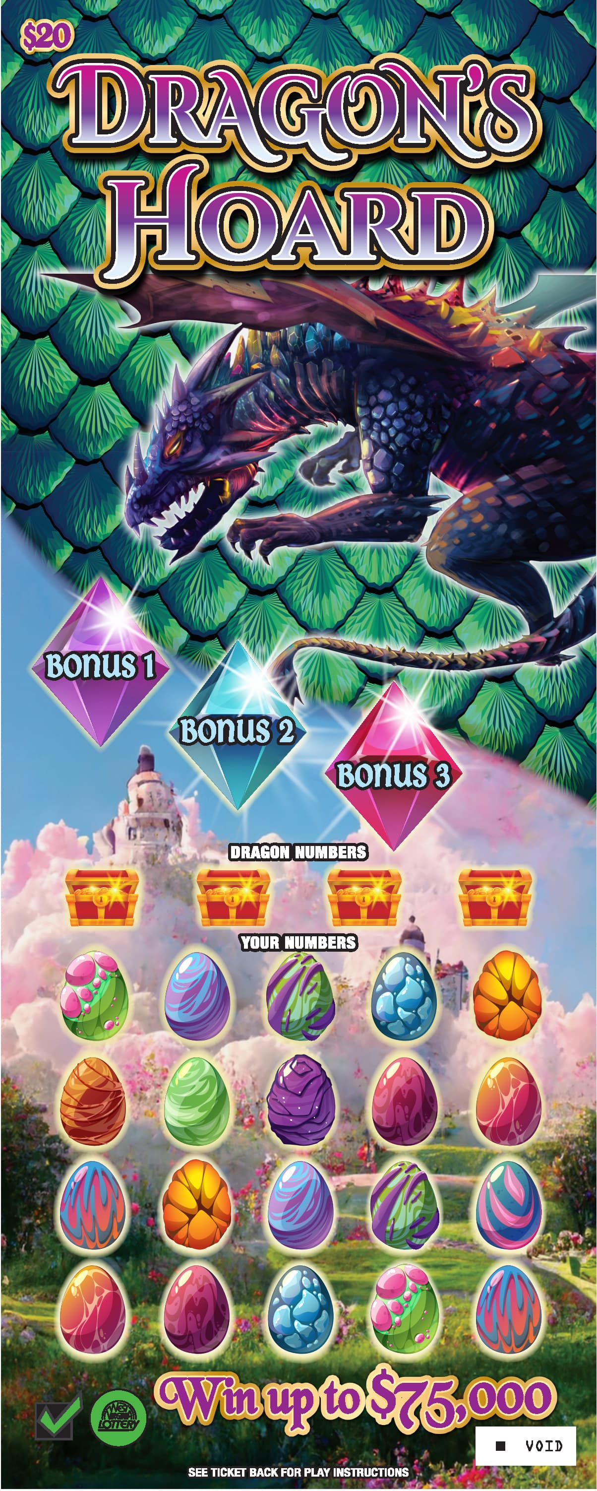 DRAGON’S HOARD West Virginia Lottery scratch-off ticket art