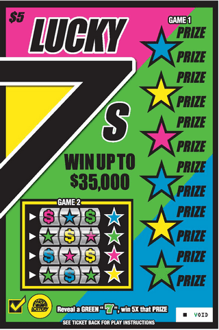 BIG 7s TREASURE-TROPICAL-INFINITY-LUCKY West Virginia Lottery scratch-off ticket art