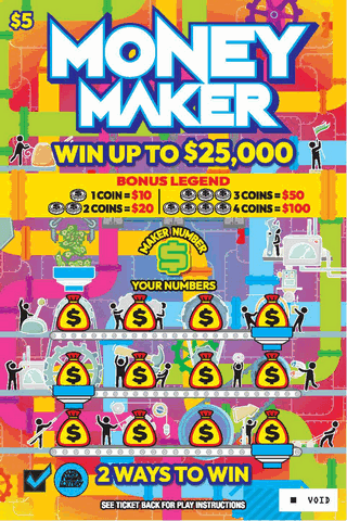 MONEY MAKER West Virginia Lottery scratch-off ticket art